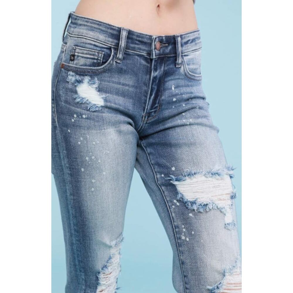 Judy Blue Plus Destroyed Mid-Rise Bleach Splatter Boyfriend Fit Size 20W - Picture 3 of 12